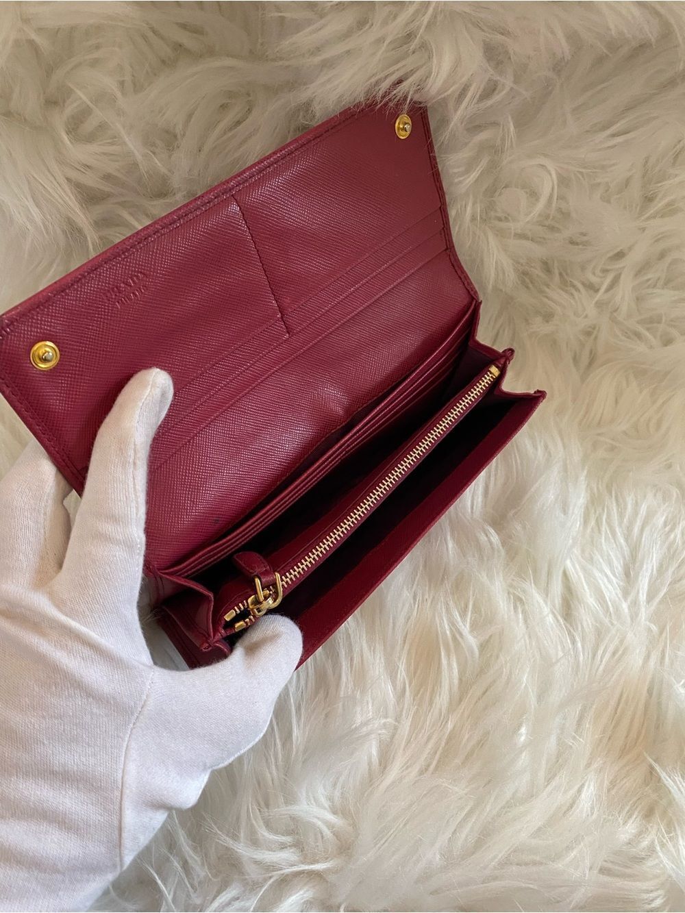 🛍️ Prada Authentic Pink Saffiano Leather Long Wallet/WOC - Picture 10 of 16